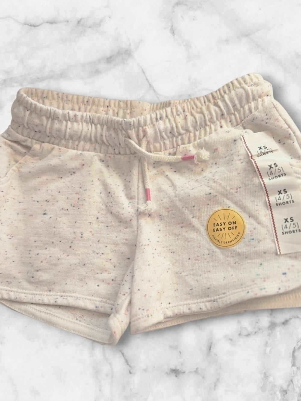 Cat & Jack Cream Speckled Girls' Athletic Drawstring Shorts NWT